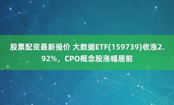 股票配资最新报价 大数据ETF(159739)收涨2.92%，CPO概念股涨幅居前